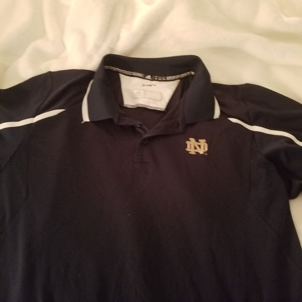 Adidas Notre Dame climalite navy blue s/s men's  shirt good preowned condition